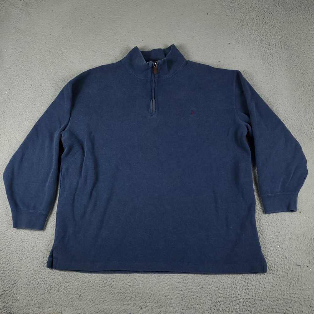 Ralph Lauren Sweater Mens Size 2XB Blue Pony 1/4 Zip Pullover Sweatshirt